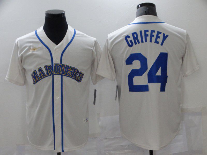 Men Seattle Mariners 24 Griffey White Throwback Game 2021 MLB Jersey